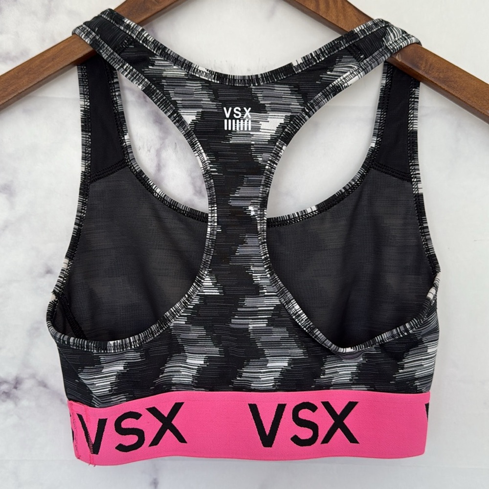 VICTORIA’S SECRET VSX Player Shorts & Sports Bra Set Black White Pink - Picture 6 of 14